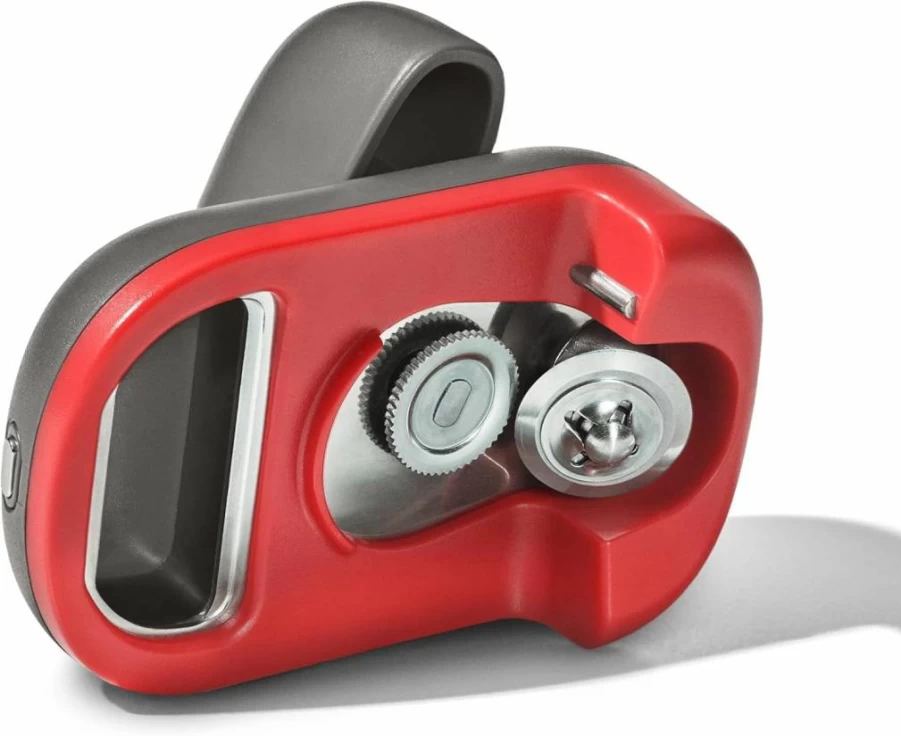 OXO Compact Outdoor Kitchen Can Opener with Bottle Opener - Red & Grey Design for Easy Opening