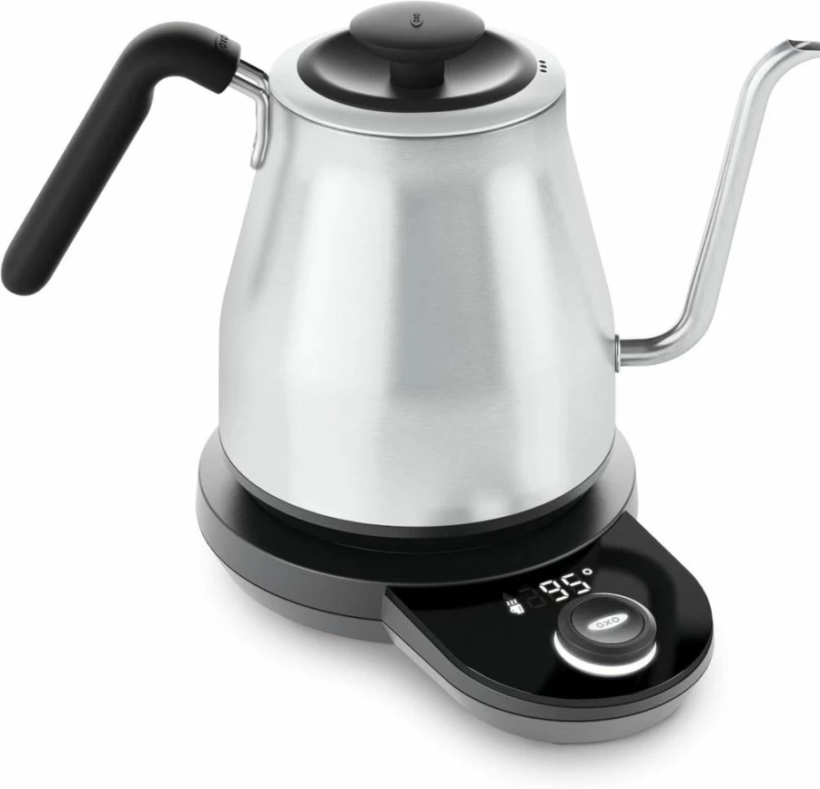 OXO Brew Gooseneck Electric Kettle 1L - Adjustable Temperature, Built-In Timer, Stainless Steel Pour-Over Kettle for Coffee & Tea