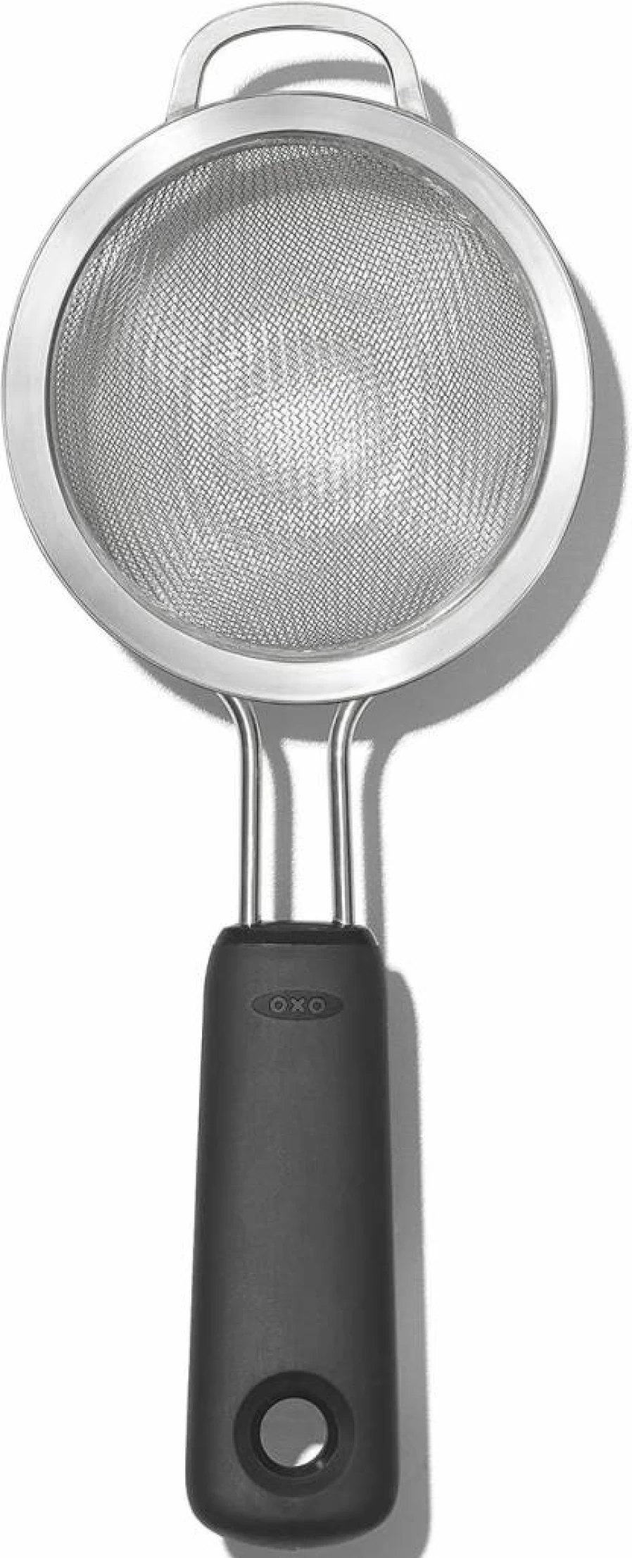 OXO 8-Inch Double Rod Strainer - Black, Durable Kitchen Colander with Secure Grip, Easy-Pour Design for Efficient Draining