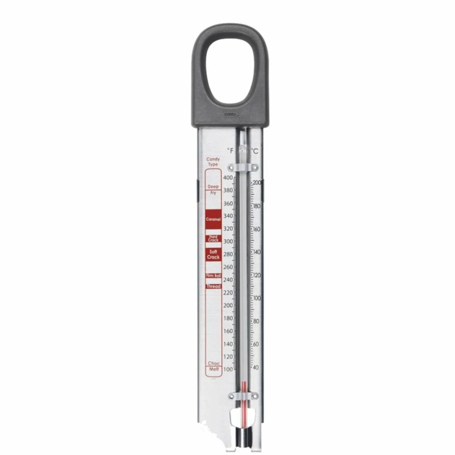 OXO Good Grips Candy & Deep Fry Thermometer - Stainless Steel Kitchen Cooking Tool with Clip - Silver, 1-Pack